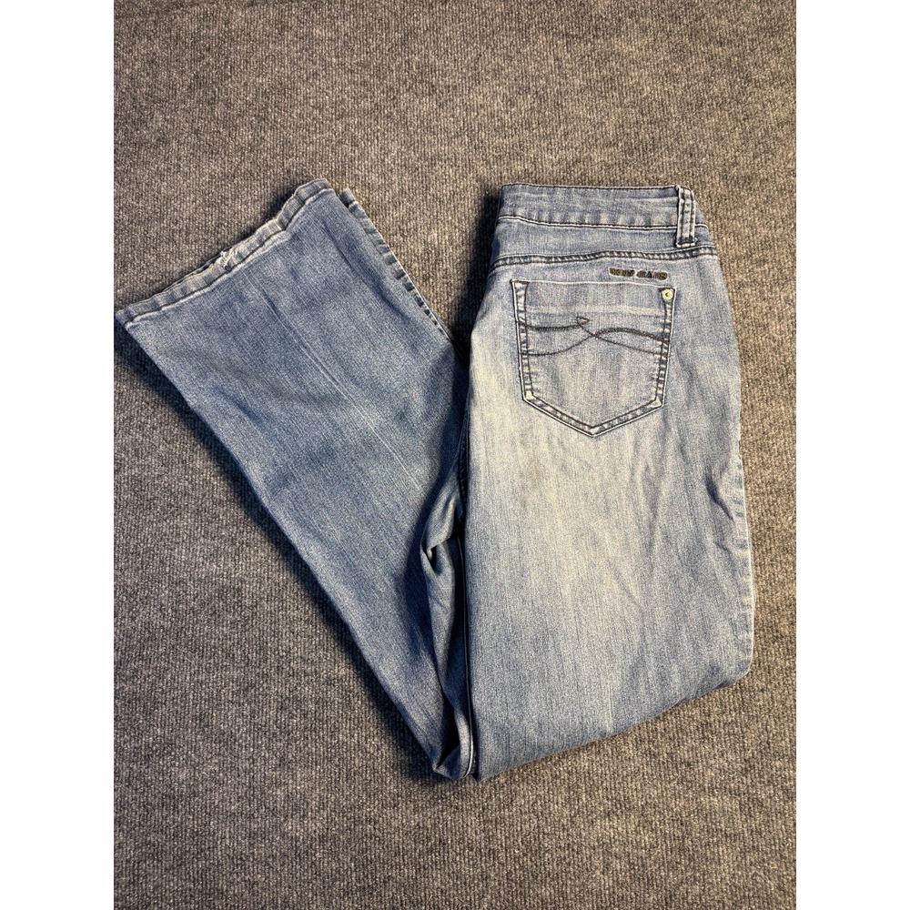Dkny Boot Cut Jeans Womens Size 8 Blue Denim Wide Faded Regular Fit Light Wash